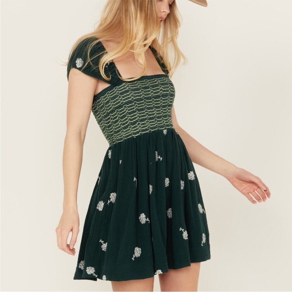 Free People Tory Embroidered Mini Dress XS